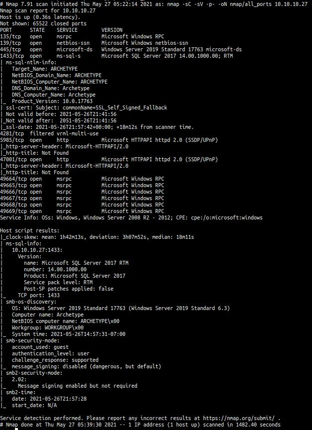 full nmap scan