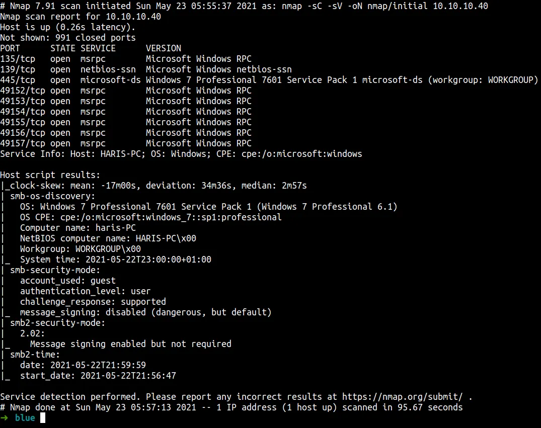 nmap initial scan
