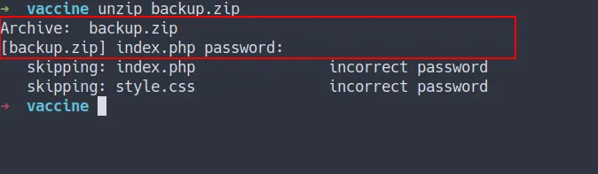 backup.zip password protected