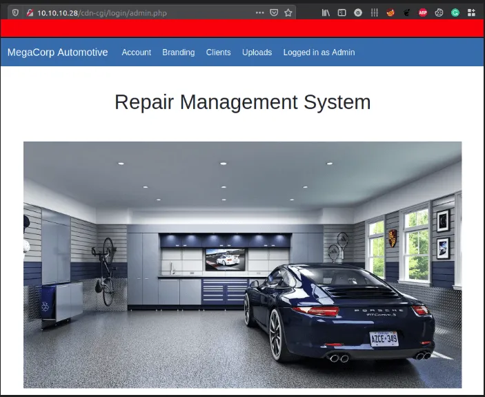 admin webpage