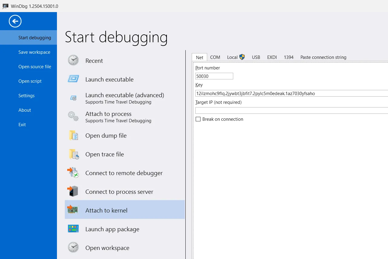 Configure WinDbg