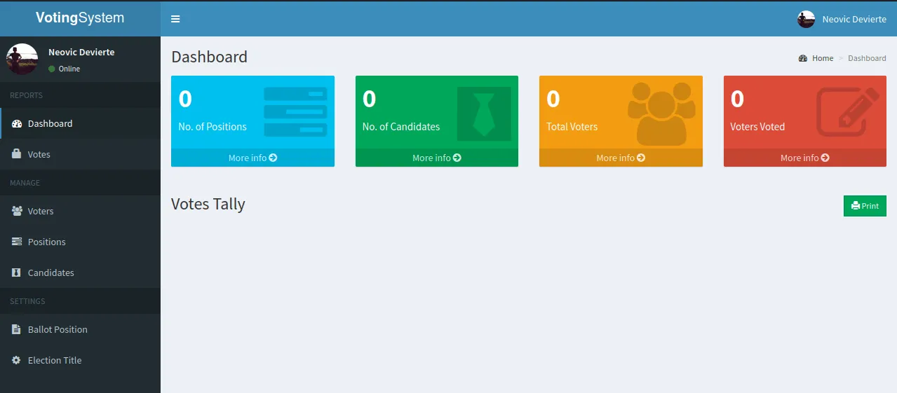 admin webpage