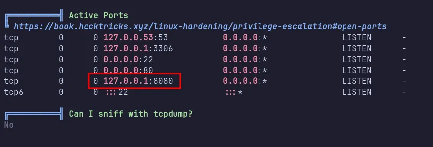 found internal port