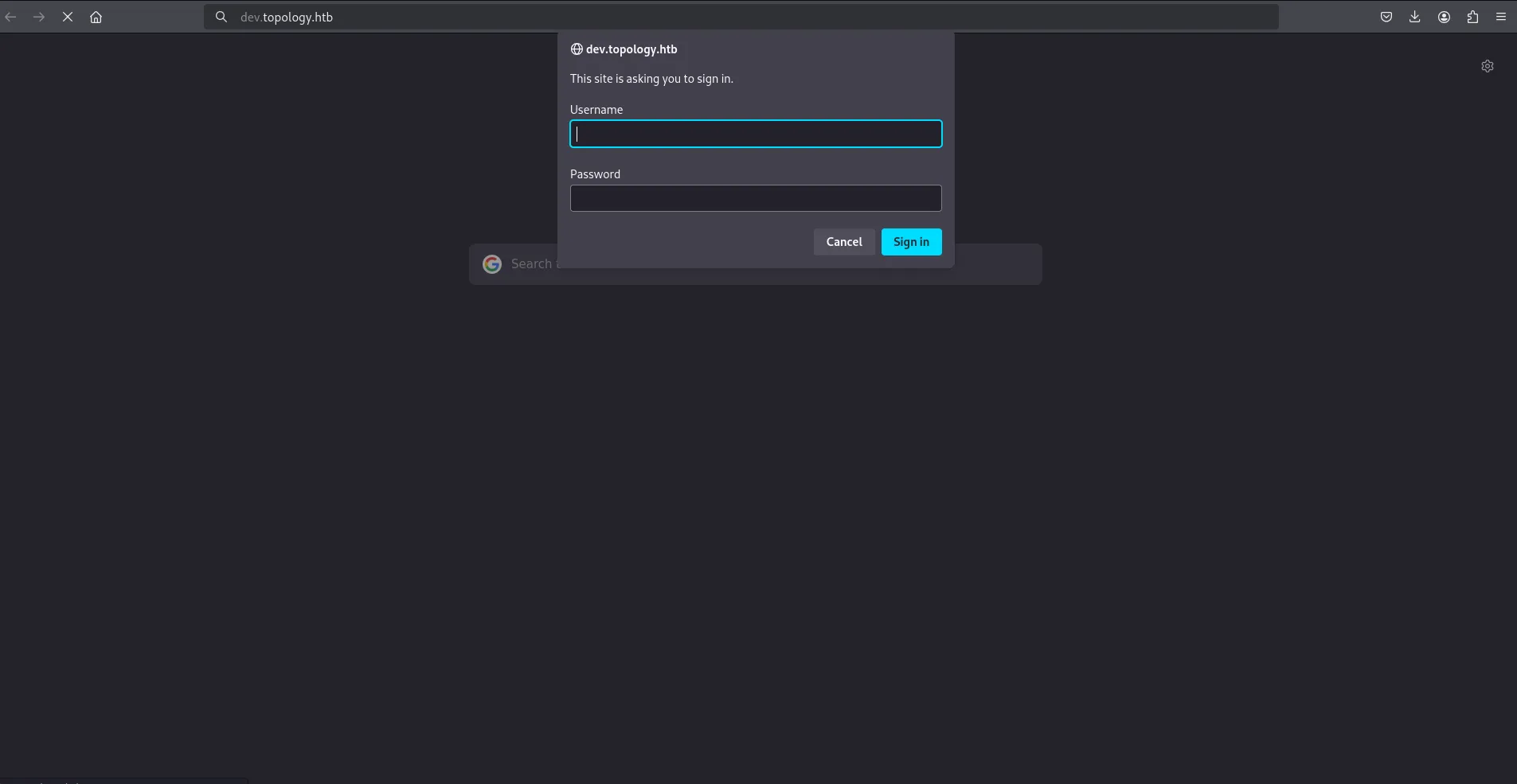 login prompt