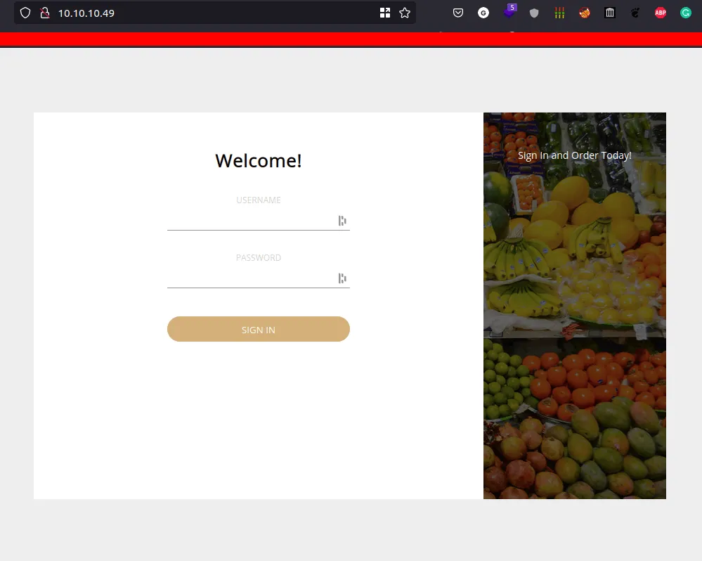 login webpage