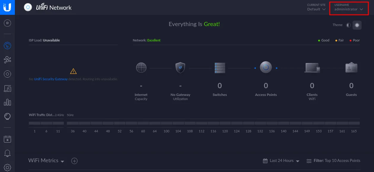 unifi admin page