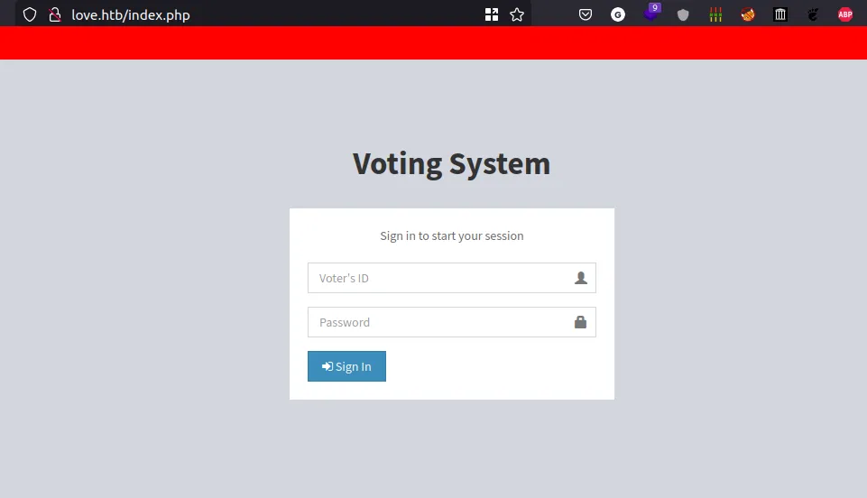 login page