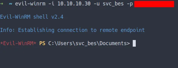 login as svc_bes