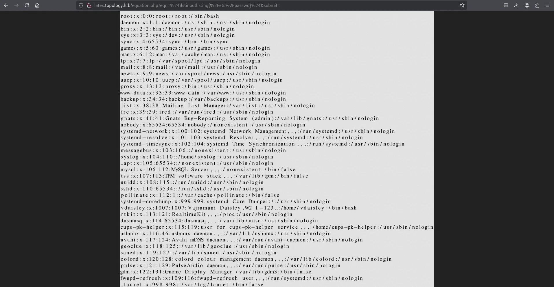 read /etc/passwd file