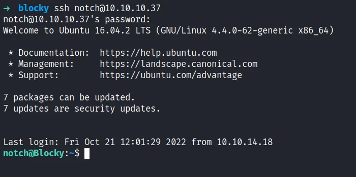 ssh as notch