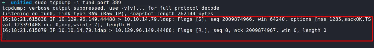 receiving ping