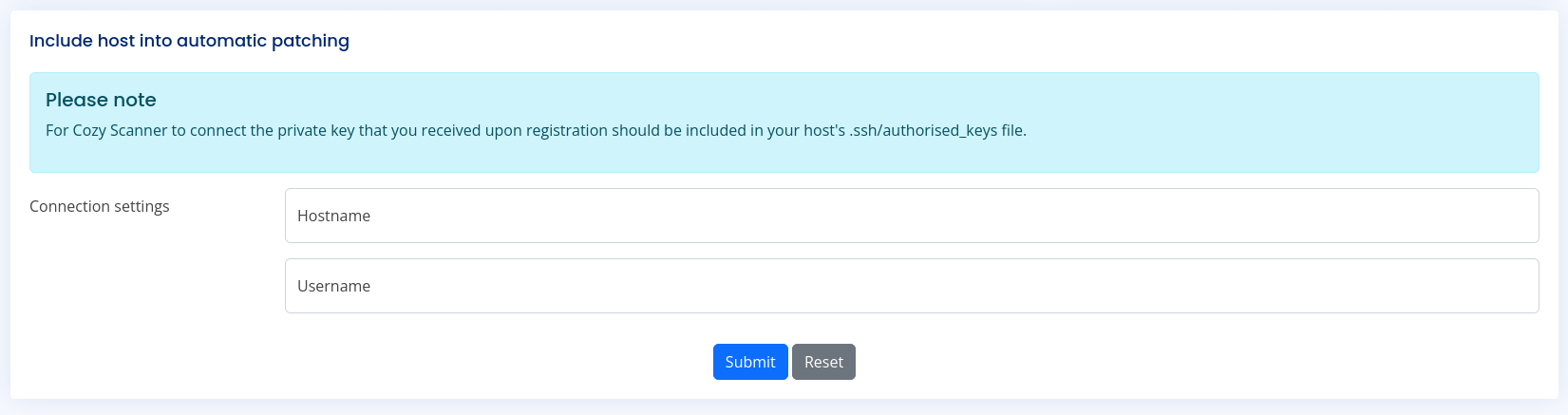 SSH on admin dashboard