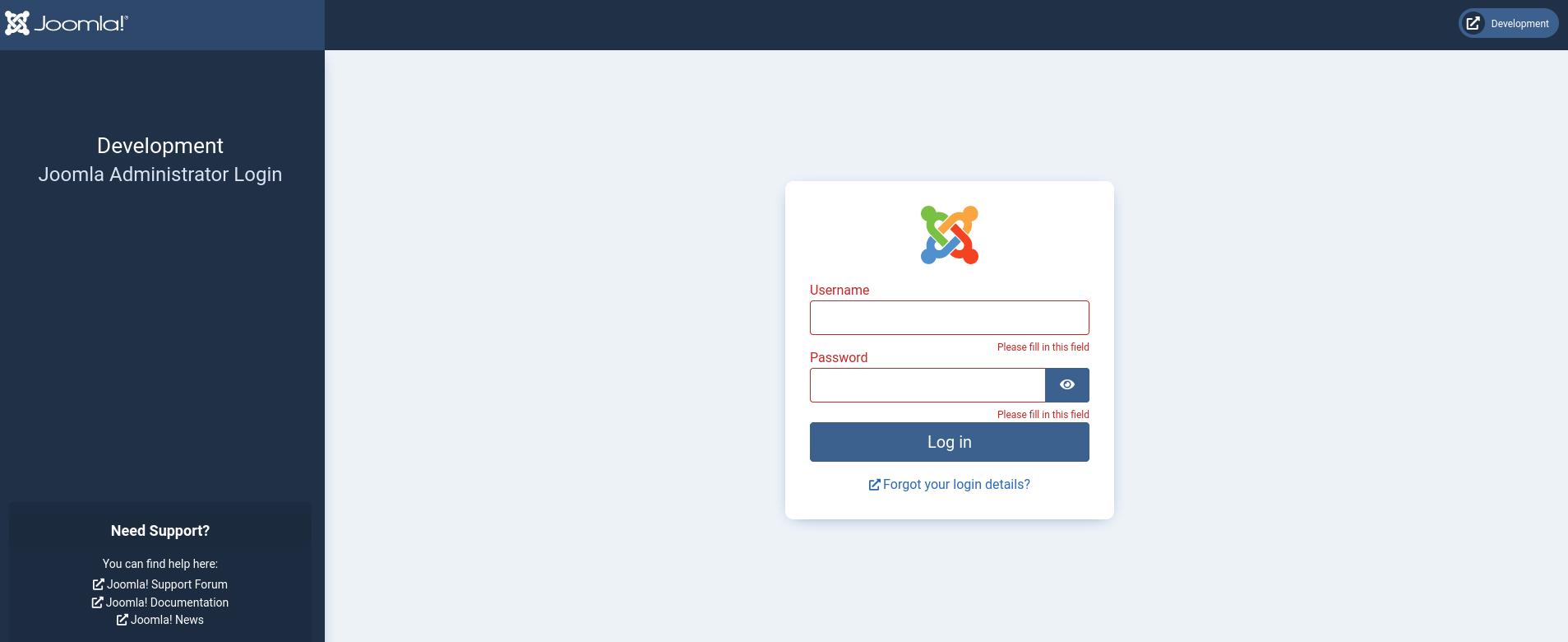 joomla login page