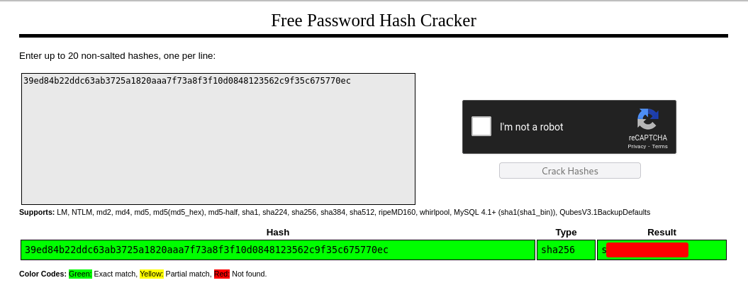 crack hash using crackstation